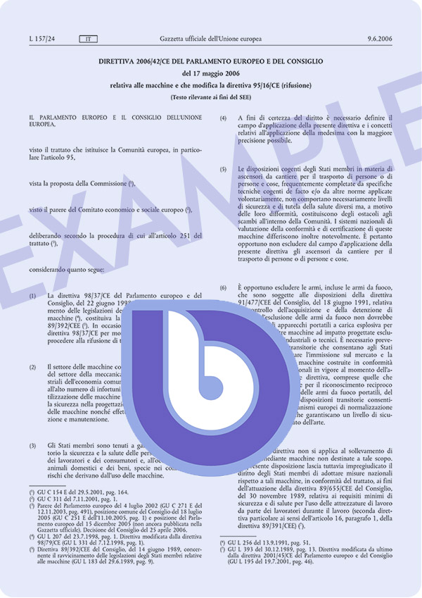 Barbara Bellagente esempi Direttiva Macchine